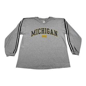 Michigan Wolverines Shirt Mens Large Gray NCAA Football Long Sleeve Briar Creek